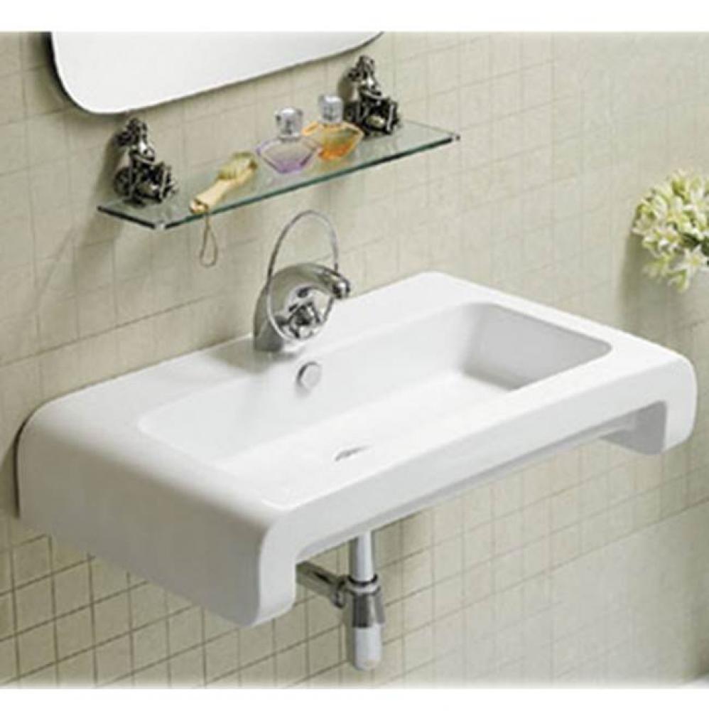 Isabella Collection Rectangular Wall Mount Basin with Overflow, Single Faucet Hole and Rear Center