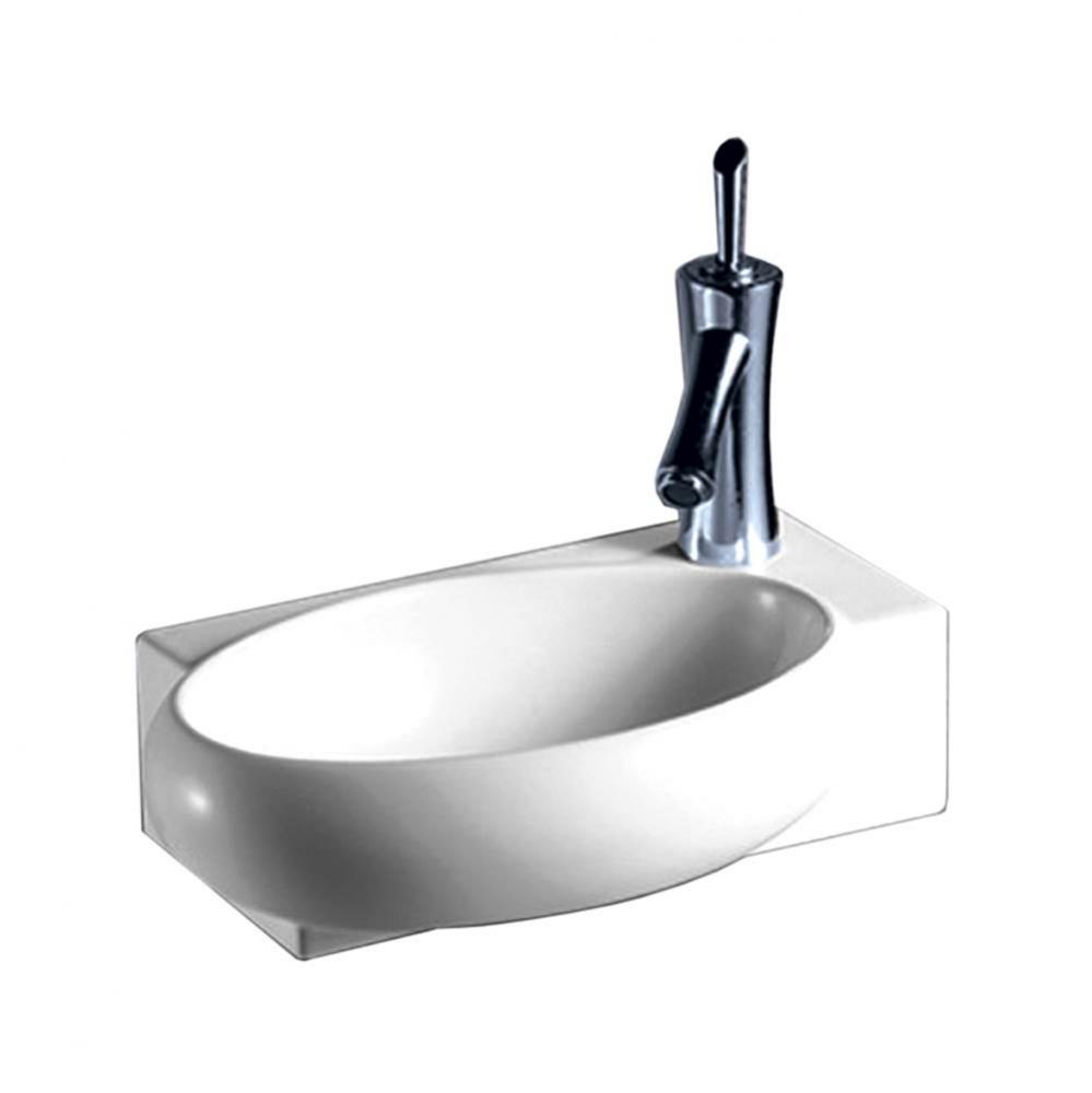 Isabella Collection Rectangular Wall Mount Bathroom Basin with Integrated Oval Bowl and Right Offs