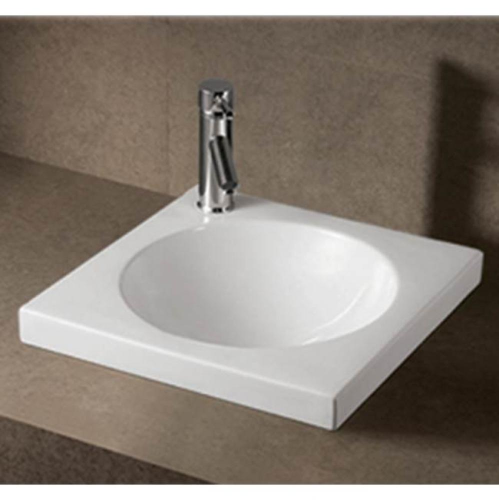 Isabella Collection Square Drop In Basin with an Integrated Round Bowl, Single Faucet Hole and Cen