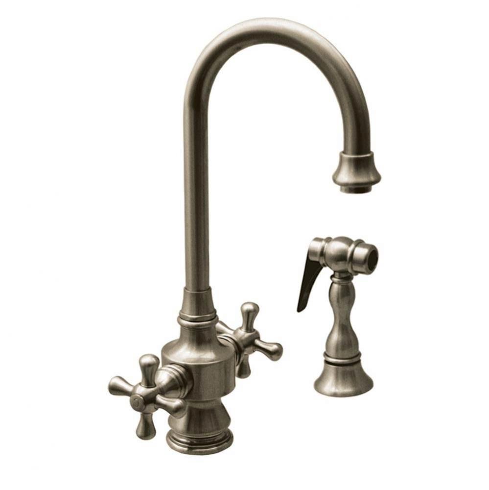 Vintage III Dual Handle Entertainment/Prep Faucet with Short Gooseneck Swivel Spout, Cross Handles