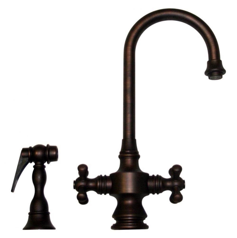 Vintage III Dual Handle Entertainment/Prep Faucet with Short Gooseneck Swivel Spout, Cross Handles