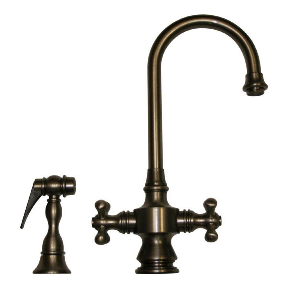 Vintage III Dual Handle Entertainment/Prep Faucet with Short Gooseneck Swivel Spout, Cross Handles