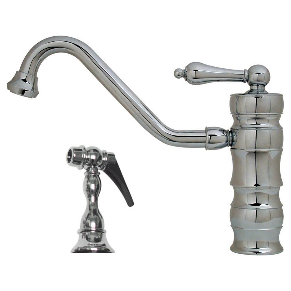 Vintage III single lever faucet with traditional swivel spout and solid brass side spray