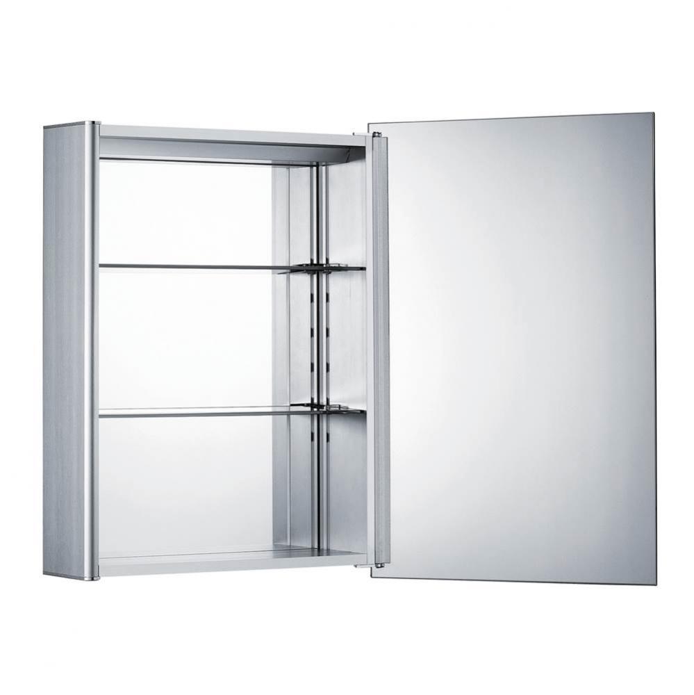 Medicinehaus Single Mirrored Door Surface Mount Anodized Aluminum Medicine Cabinet