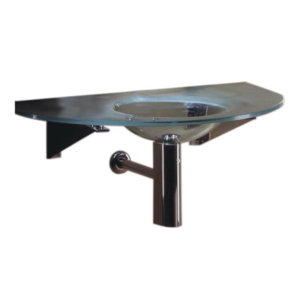 New Generation Large Arched 1/2'' Matte Glass Counter Top with Integrated Round Basin