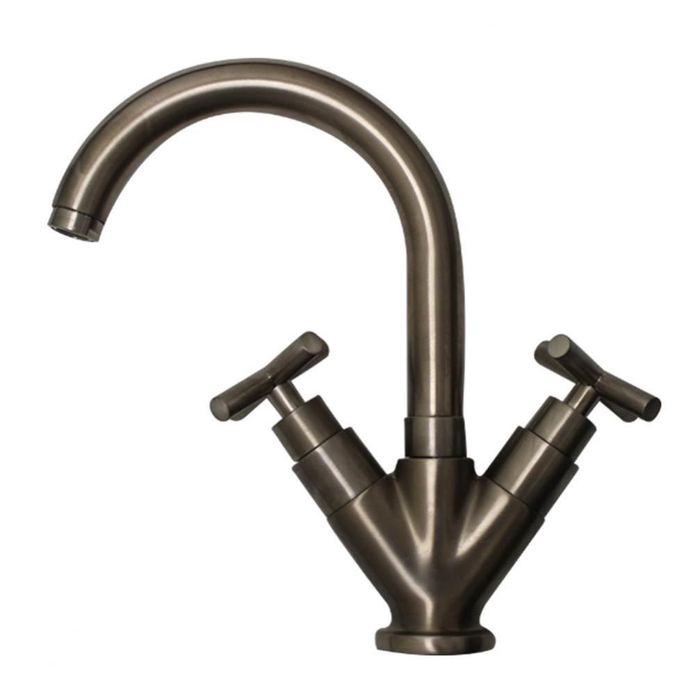 Luxe Single Hole/Dual Handle Lavatory Faucet with Tubular Swivel Spout, Cross Handles and Pop-up W