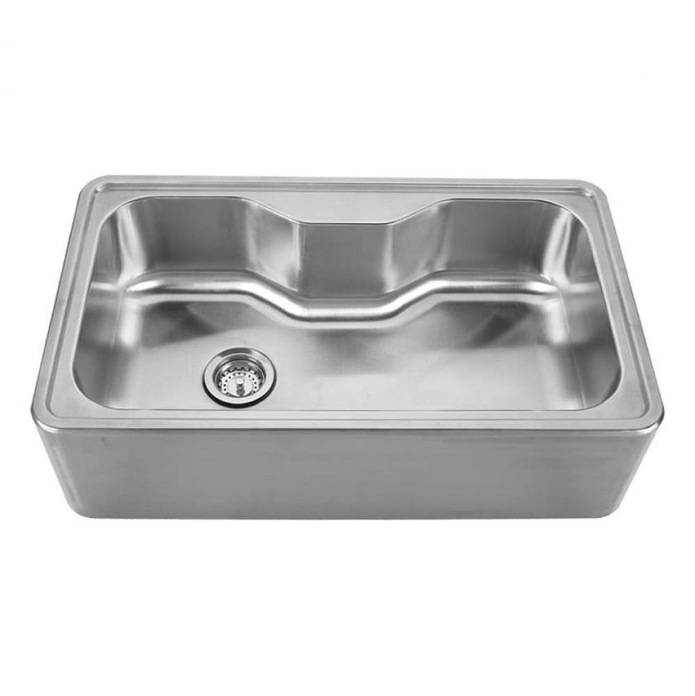 Noah's Collection Brushed Stainless Steel Single Bowl Drop-in Sink with a Seamless Customized