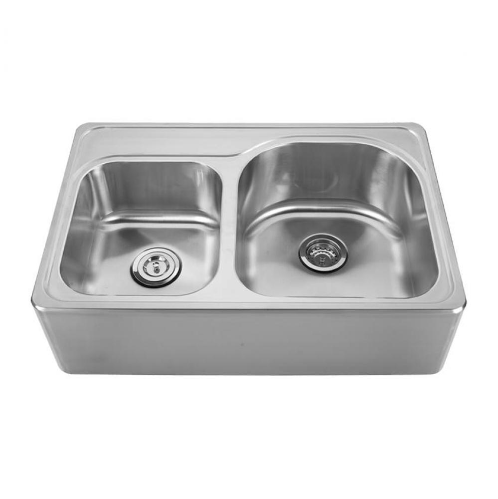Noah's Collection Brushed Stainless Steel Double Bowl Drop-in Sink with a Seamless Customized