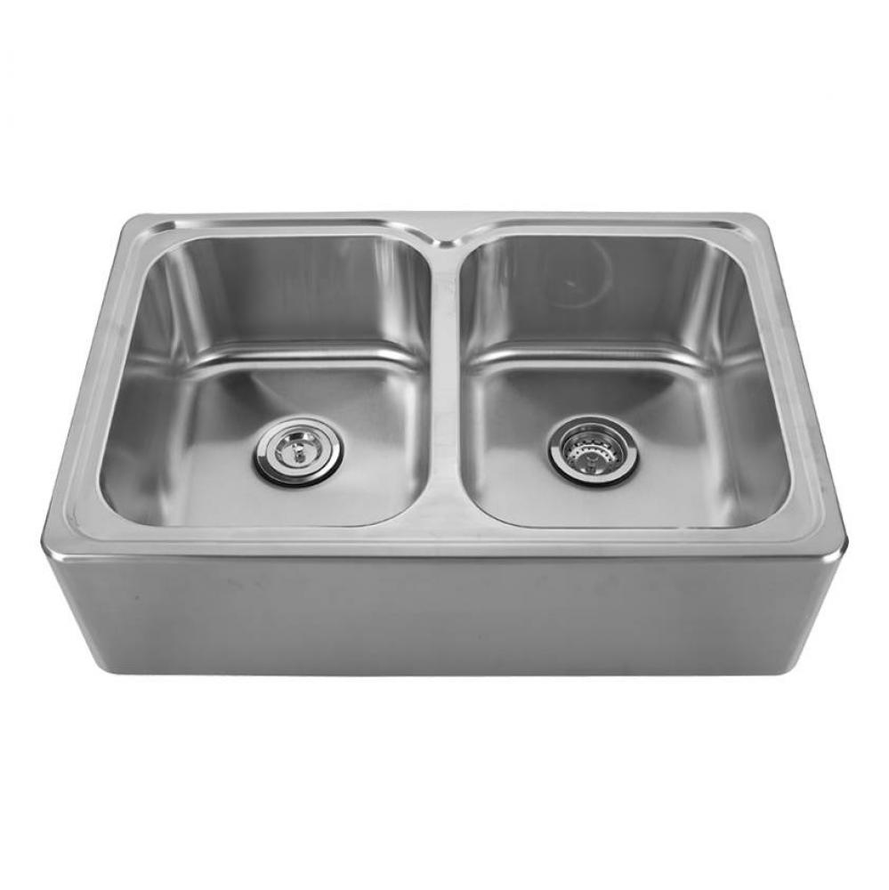Noah's Collection Brushed Stainless Steel Double Bowl Drop-in Sink with a Seamless Customized