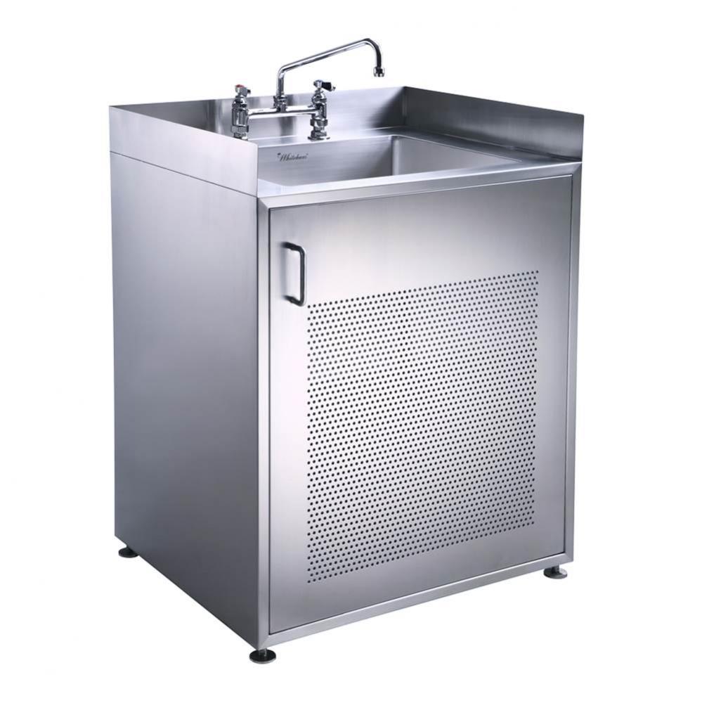 Pearlhaus Brushed Stainless Steel Single Door Cabinet with Sink