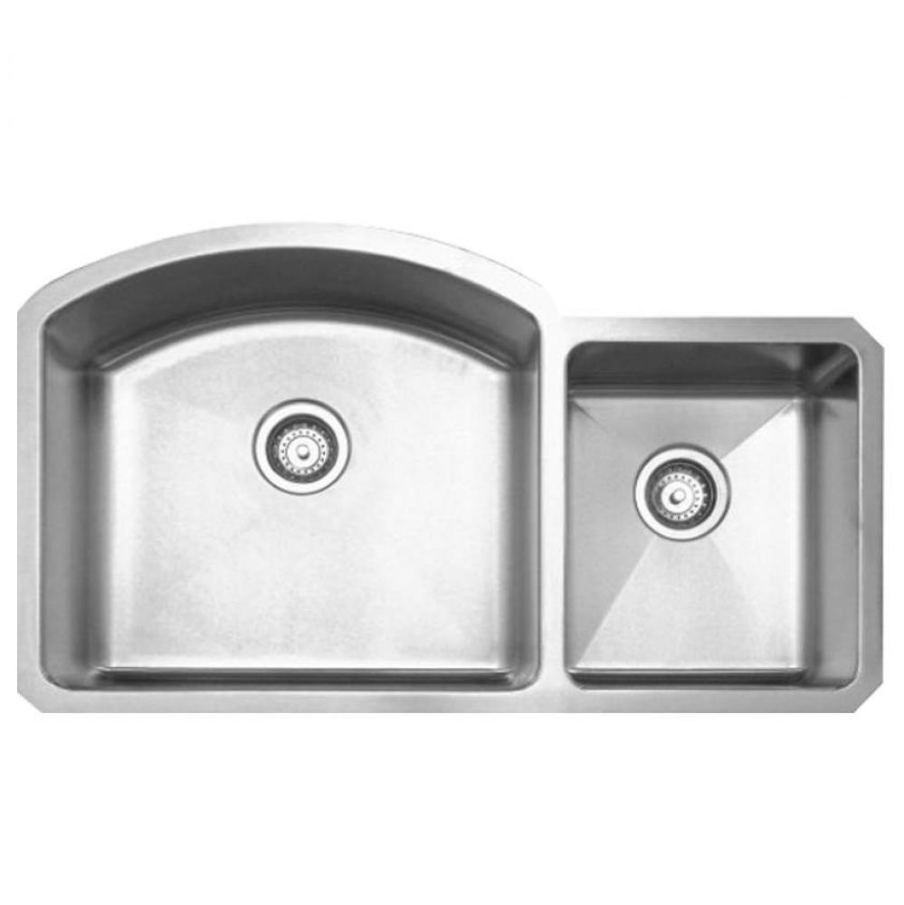 Noah''s Collection Brushed Stainless Steel Chefhaus Series Double Bowl Undermount Sink