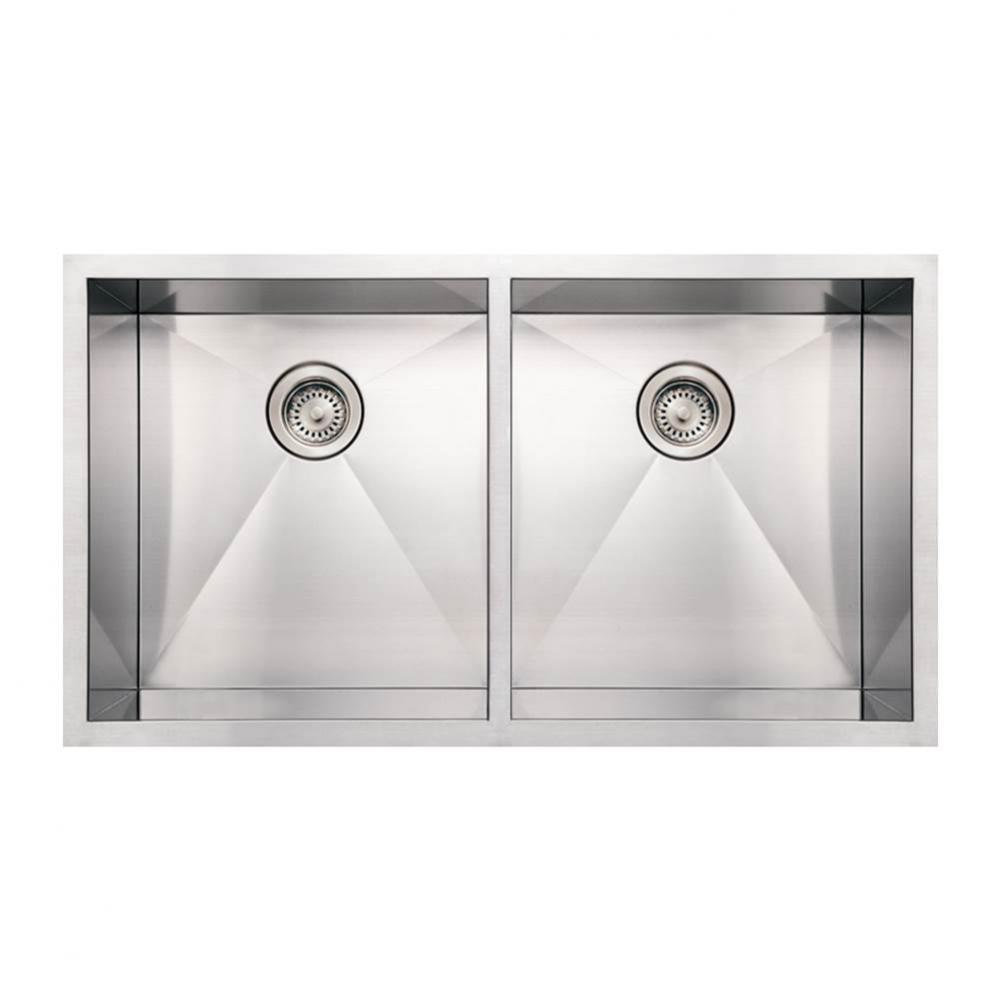 Noah's Collection Brushed Stainless Steel Commercial Double Bowl Undermount Sink