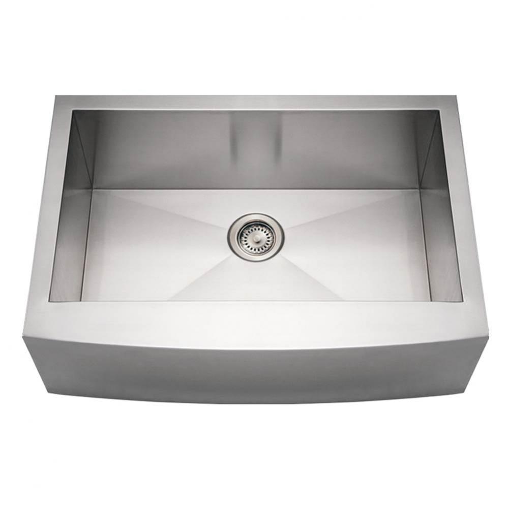 Noah's Collection Brushed Stainless Steel Commercial Single Bowl Sink with an Arched Front Ap