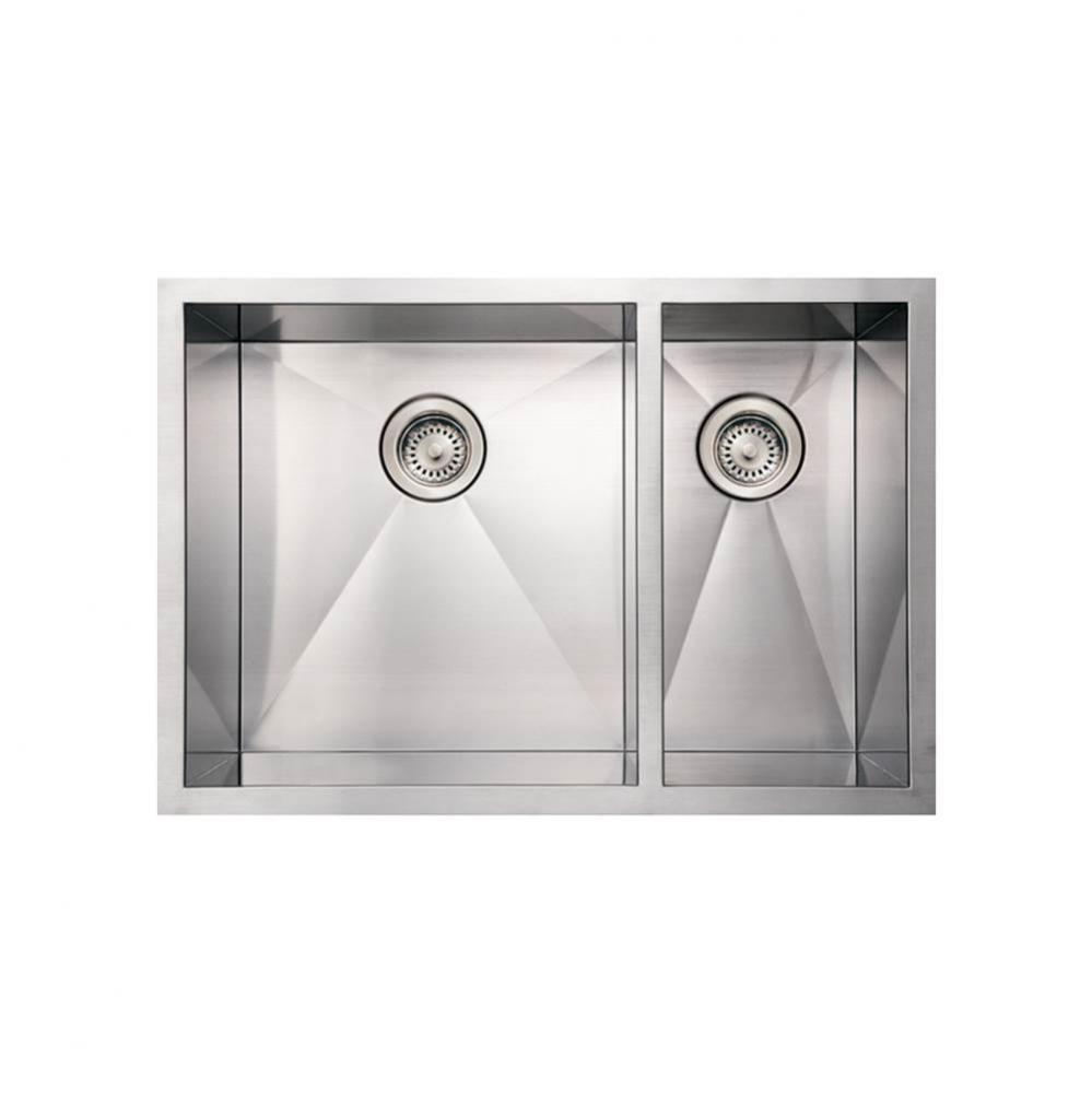 Noah's Collection Brushed Stainless Steel Commercial Double Bowl Undermount Sink