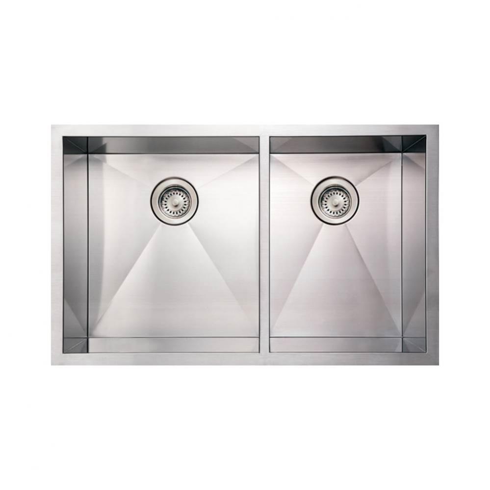 Noah's Collection Brushed Stainless Steel Commercial Double Bowl Undermount Sink