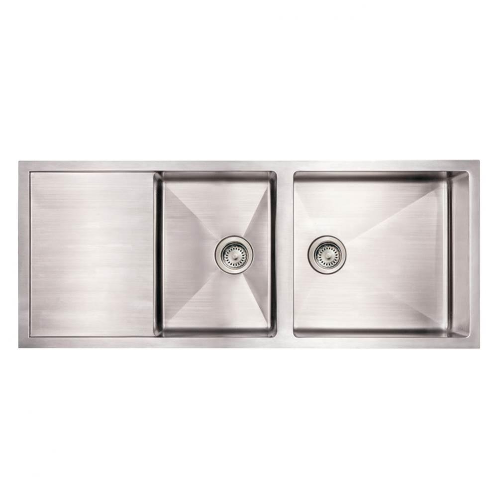 Noah's Collection Brushed Stainless Steel Commercial Double Bowl Reversible Undermount Sink w