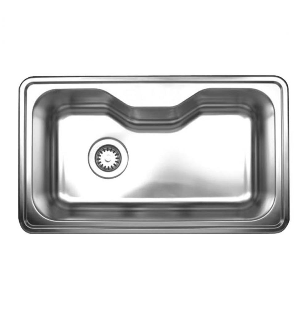 Noah''s Collection Brushed Stainless Steel Single Bowl Drop-in Sink