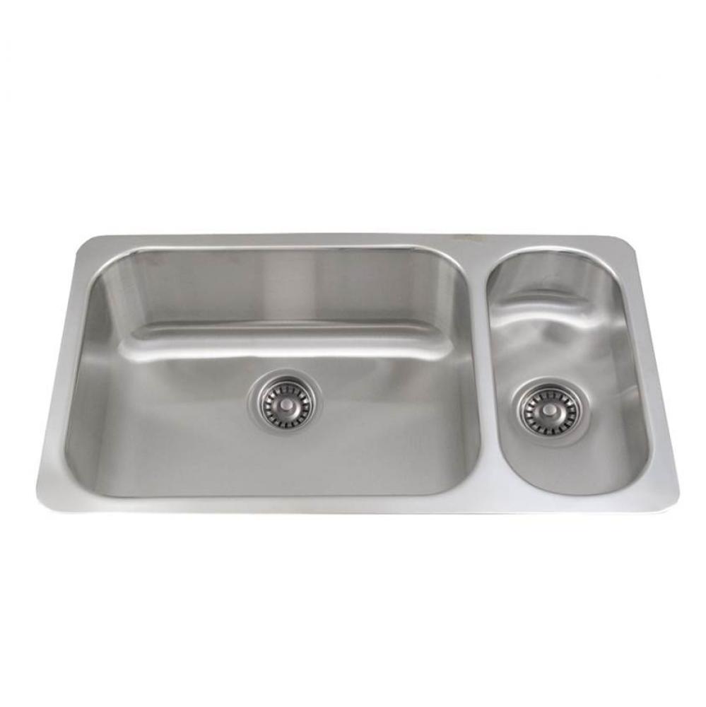 Noah''s Collection Brushed Stainless Steel Double Bowl Undermount Disposal Sink