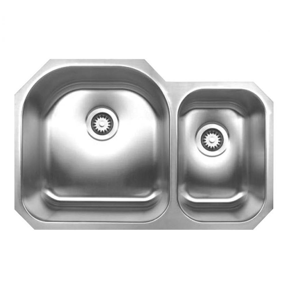 Noah's Collection Brushed Stainless Steel Double Bowl Undermount Sink