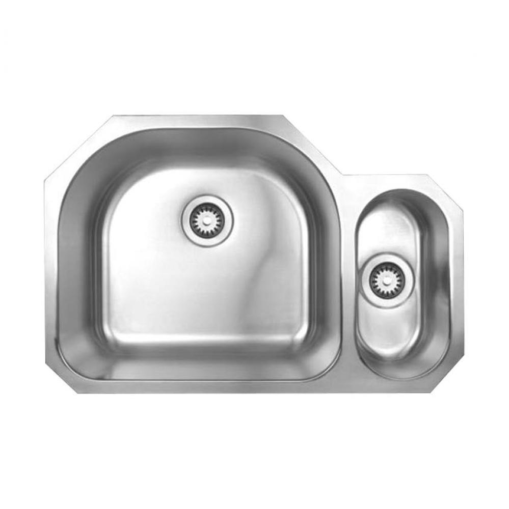 Noah's Collection Brushed Stainless Steel Double Bowl Undermount Disposal Sink