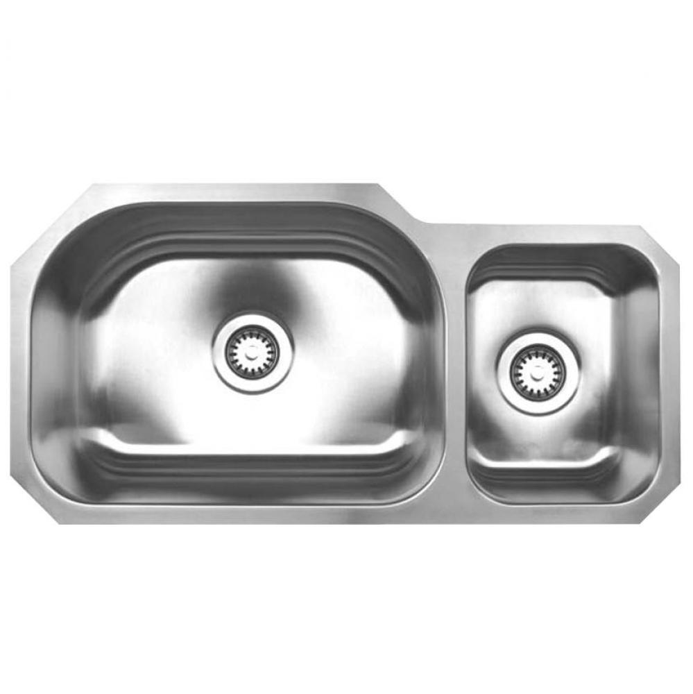 Noah's Collection Brushed Stainless Steel Double Bowl Undermount Sink