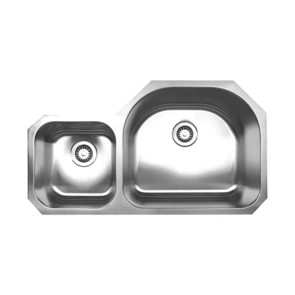 Noah's Collection Brushed Stainless Steel Double Bowl Undermount Sink