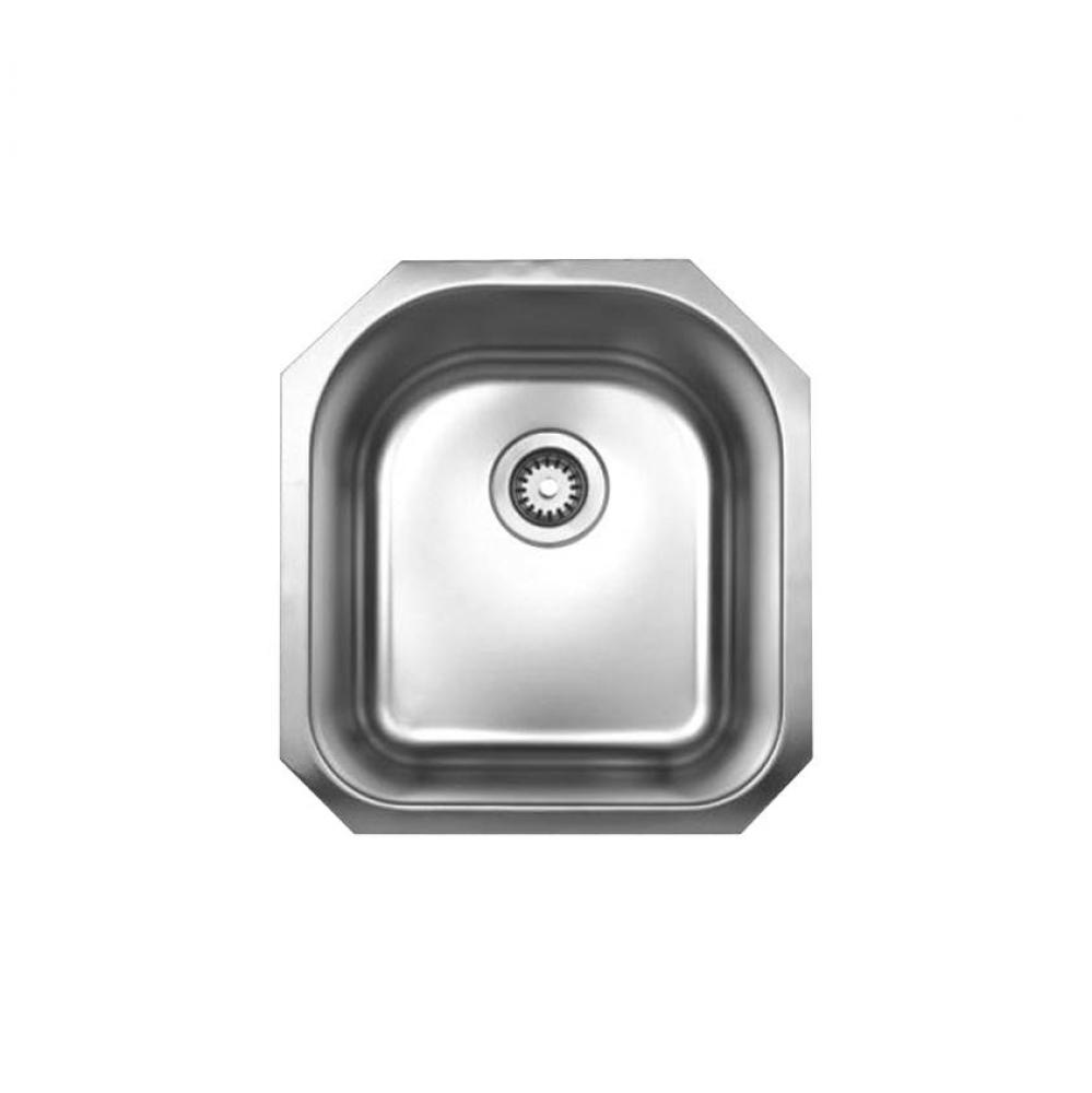 Noah's Collection Brushed Stainless Steel Single D-Shaped Bowl Undermount Sink