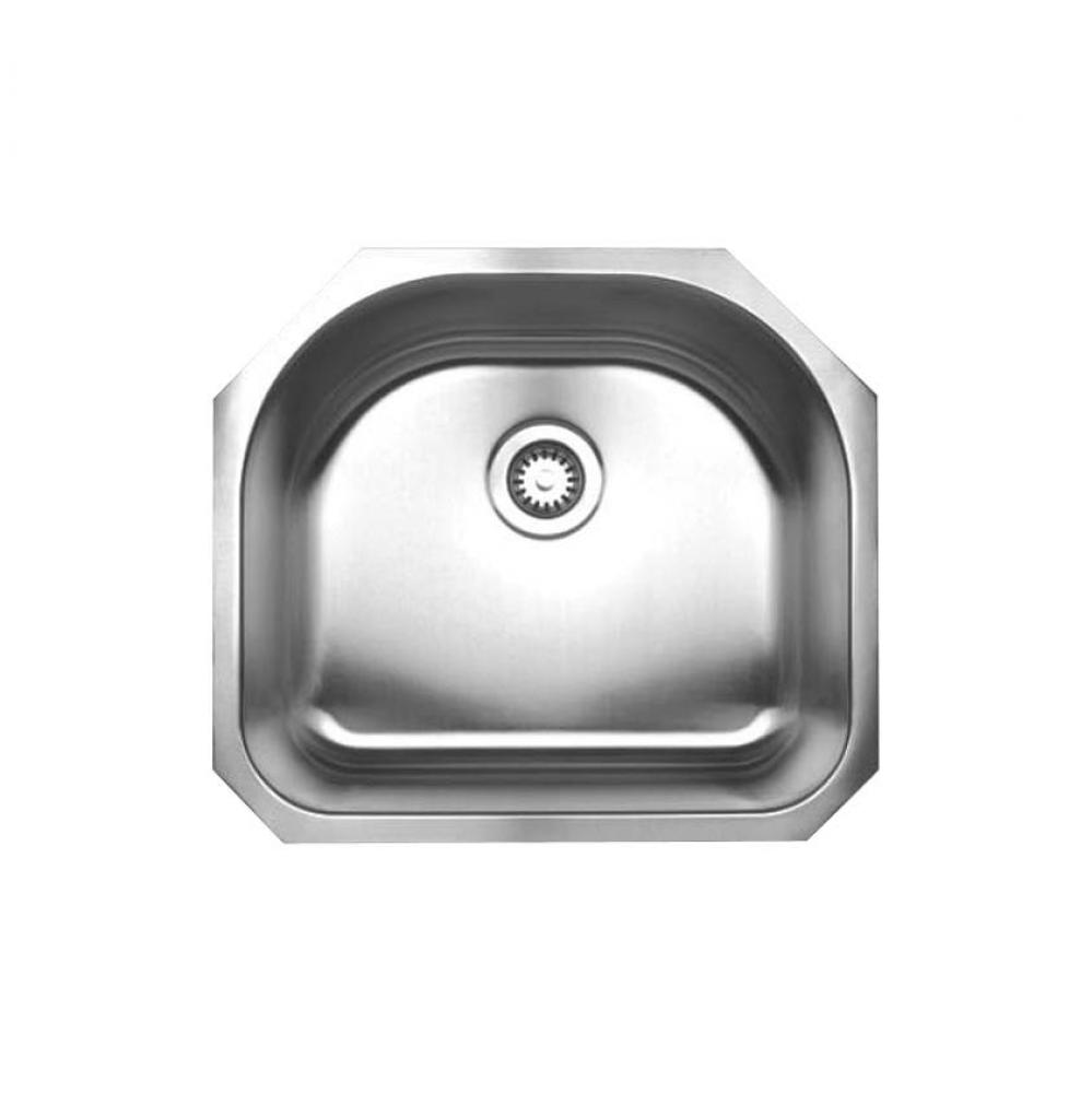 Noah''s Collection Brushed Stainless Steel Single D-Shaped Bowl Undermount Sink