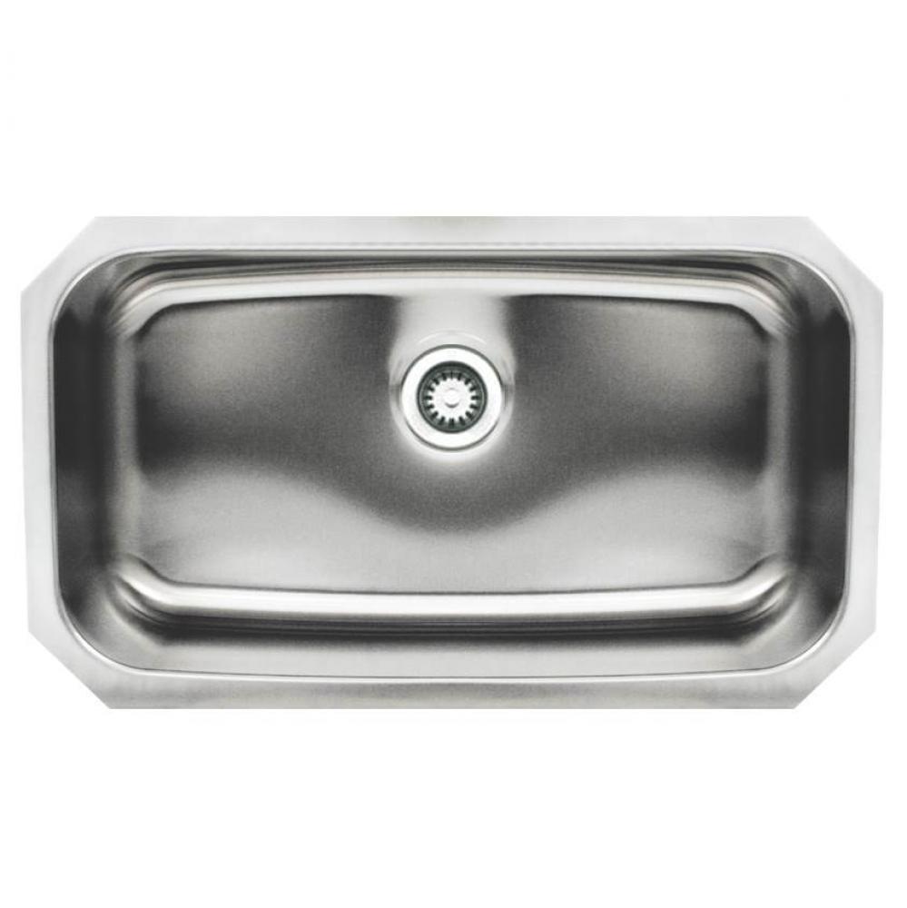 Noah''s Collection Brushed Stainless Steel Rectangular Single Bowl Undermount Sink