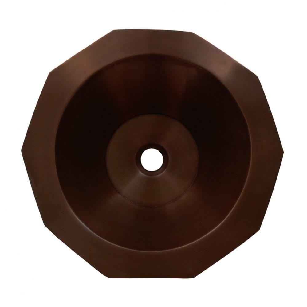 Copperhaus Decagon Shaped Above Mount Copper Bathroom Basin with Smooth Texture and 1 1/2'&ap
