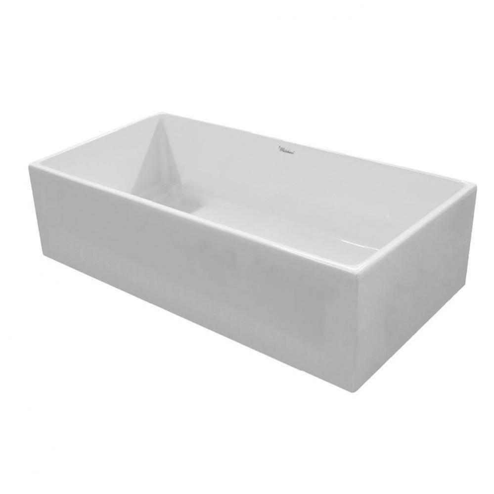 Fireclay 33'' Large Reversible Sink with Concave Front Apron on One Side and a Plain Fro