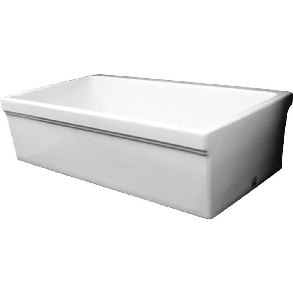 Farmhaus Fireclay Quatro Alcove Reversible Sink with Decorative 2 ½'' Lip on One Si