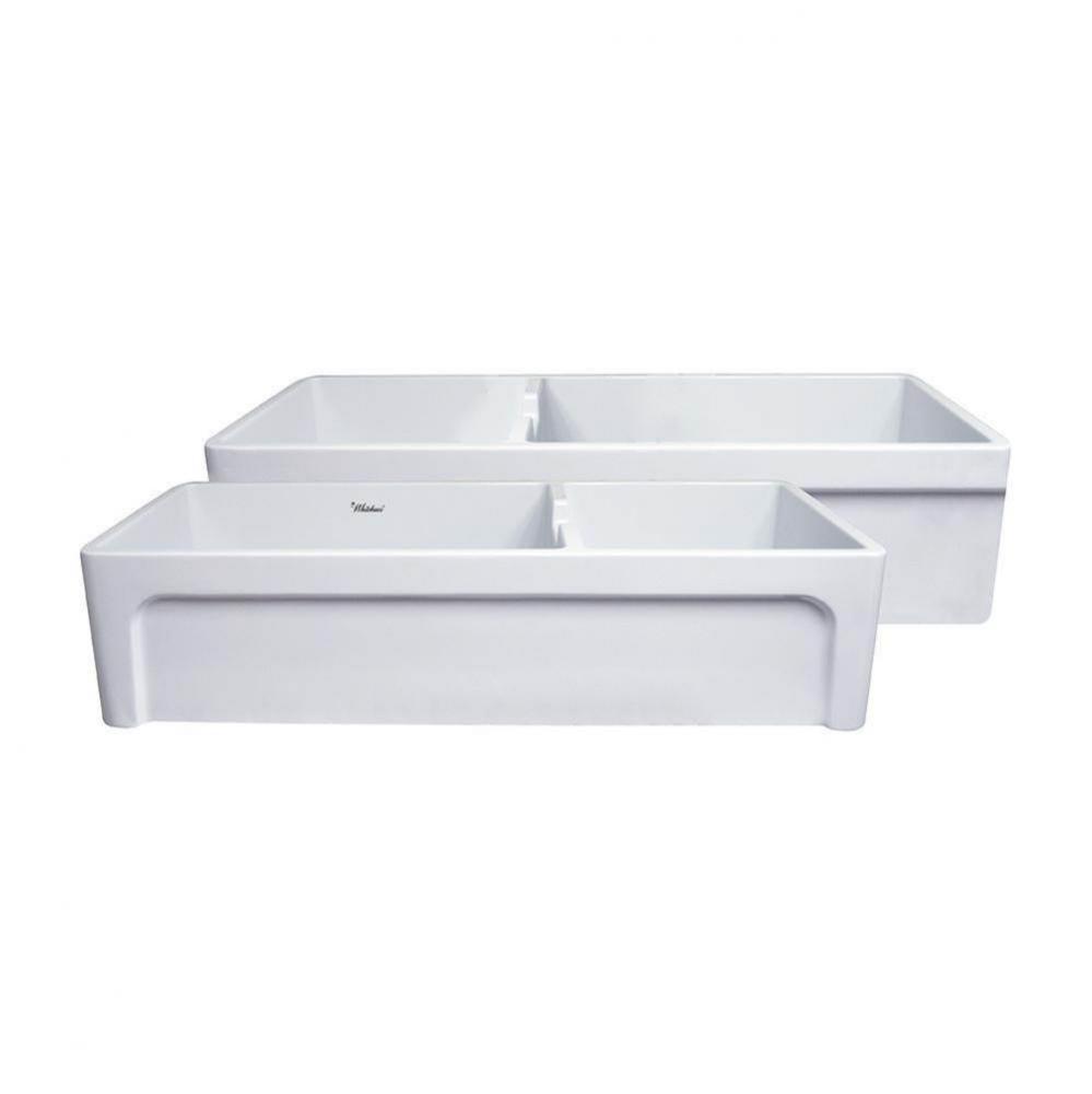 Farmhaus Fireclay Large Reversible Sink and Small Bowl