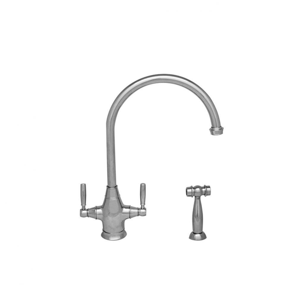 Queenhaus Dual Handle faucet with Long Gooseneck Spout, Solid Lever Handles and Solid Brass Side S