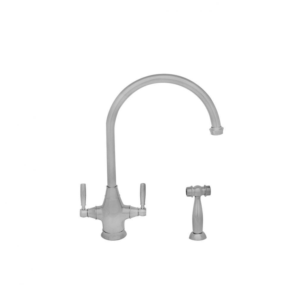 Queenhaus Dual Handle faucet with Long Gooseneck Spout, Solid Lever Handles and Solid Brass Side S