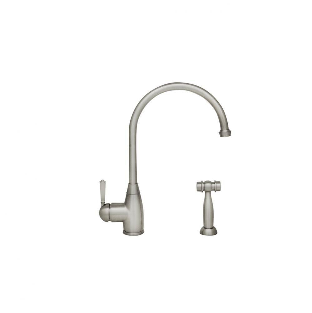 Queenhaus Single Lever Faucet with Long Gooseneck Spout, Porcelain Single Lever Handle and Solid B