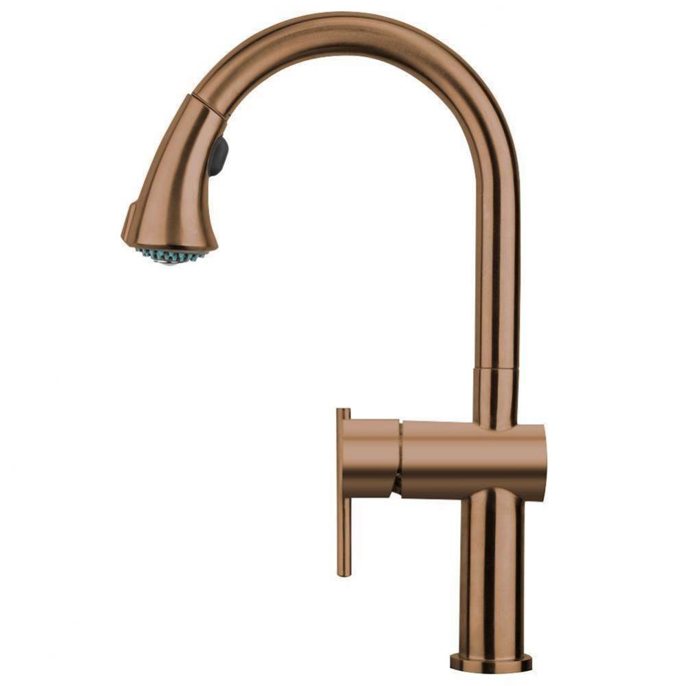 Waterhaus Lead Free Solid Stainless Steel Single-Hole Faucet with Gooseneck Swivel Spout, Pull Dow
