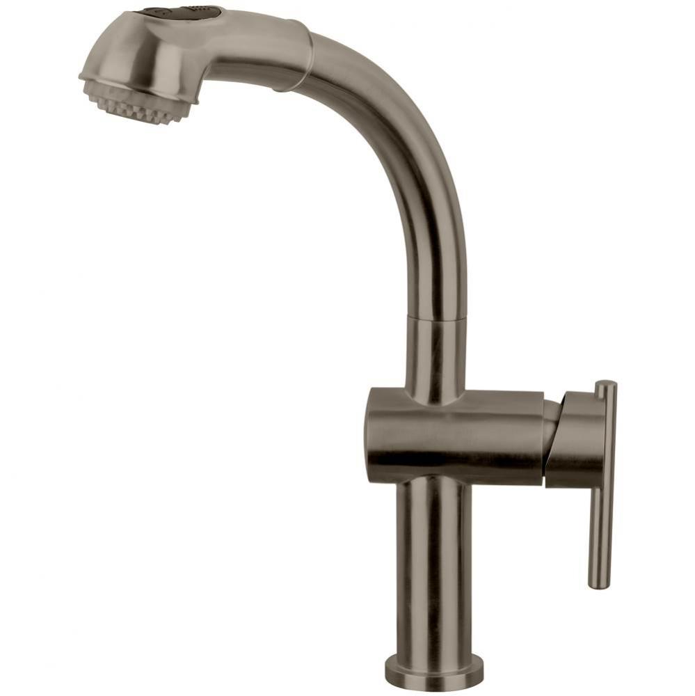 Waterhaus Lead Free, Solid Stainless Steel Single-Hole Faucet with Pull Out Spray Head and Solid L