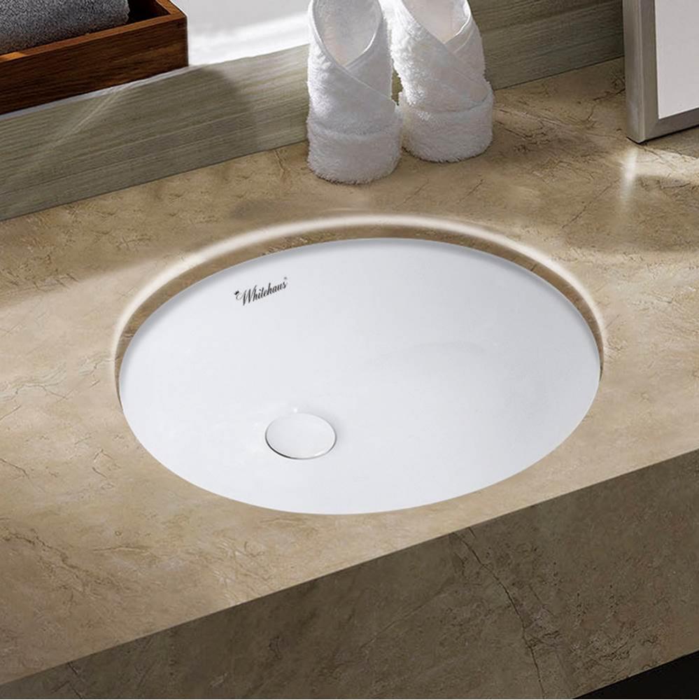 Isabella Plus Collection 16 inch Oval Undermount basin with overflow and rear center drain