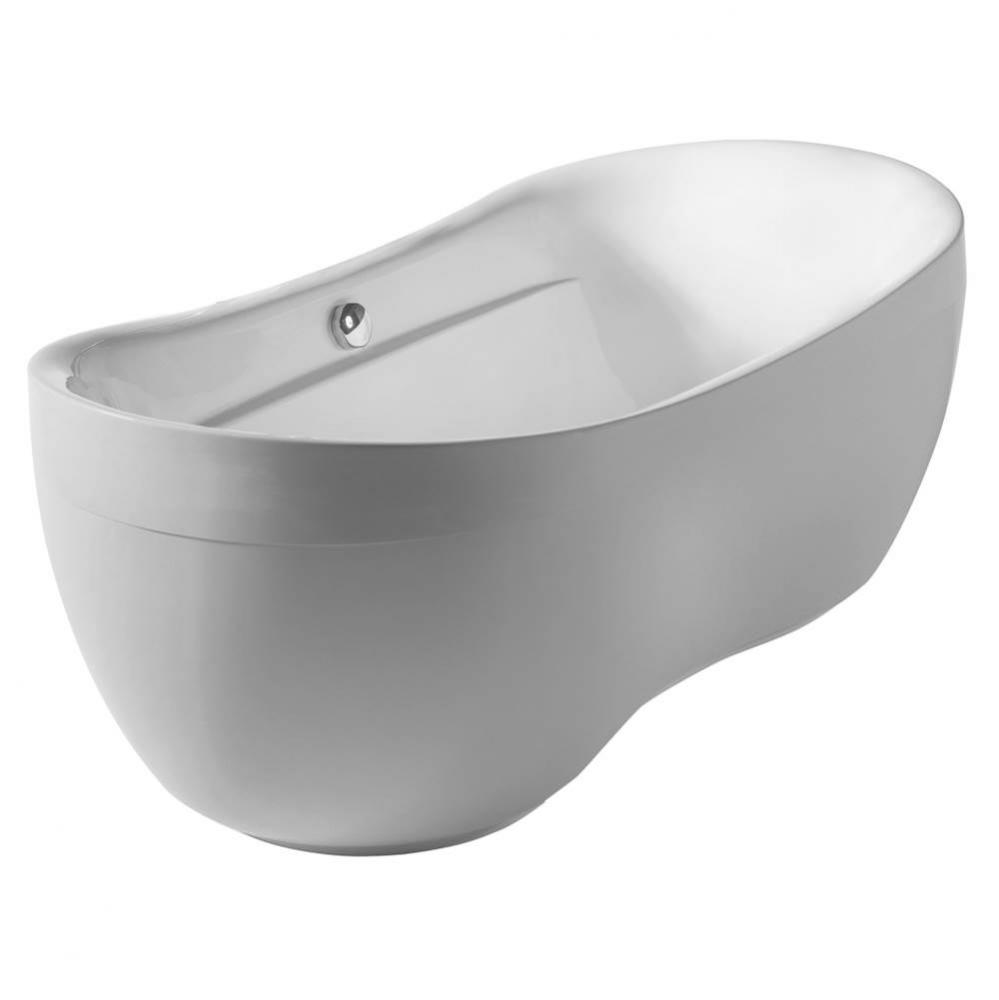 Freestanding Bathtub w/Curved Rim and a chrome mechanical pop-up waste and chrome center drain w/i