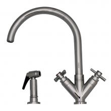 Whitehaus 3-03942CH85-C - Luxe plus  Dual Handle Faucet with Gooseneck Swivel Spout, ''V'' Cross Style H