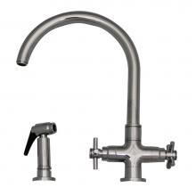 Whitehaus 3-03954CH85-C - Luxe plus  Dual Handle Faucet with Gooseneck Swivel Spout, Cross Style Handles and Solid Brass Sid