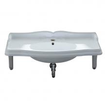 Whitehaus AR864-MNSLEN-1H - Isabella Collection Large Rectangular Wall Mount Basin with Integrated Oval Bowl, Single Hole Fauc