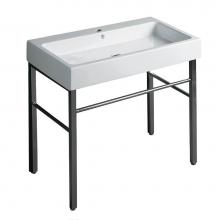 Whitehaus B-U90-DUCG1-A09-1 - Britannia Large Rectangular Sink Console with Front Towel Bar and Single Faucet Hole Drill