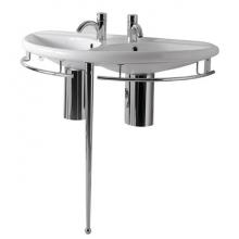 Whitehaus ECO64-ESU04 - Isabella Collection Semi-Circular Double Basin China Console with Chrome Overflow, Polished Chrome
