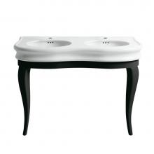 Whitehaus LA12-LAM120B - Isabella Collection Large Console with integrated oval bowls, Overflow and Black Wooden Leg Suppor