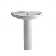 Whitehaus LU014-LU005-1H - Isabella Collection U-Shaped, Tubular Pedestal Sink with Single Hole Faucet Driliing