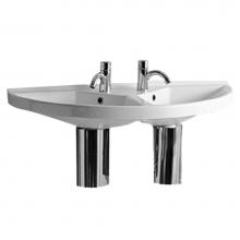 Whitehaus LU020 - Isabella Collection Large U-Shaped Wall Mount Double Basin with Chrome Overflows
