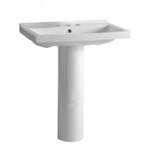 Whitehaus LU024-LU005-3H - Isabella Collection Tubular Pedestal Sink with Rectagular Basin, Chrome Overflow and Widespread Fa