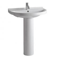 Whitehaus LU044-LU005-1H - Isabella Collection Tubular Pedestal Sink with Large U-Shaped Basin, Chrome Overflow and Single Ho